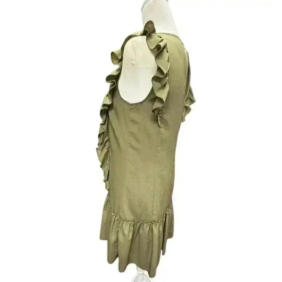 Banana Republic Khaki Green Sleeveless Sheath Ruffled Mini Dress Size XS - Picture 5 of 16